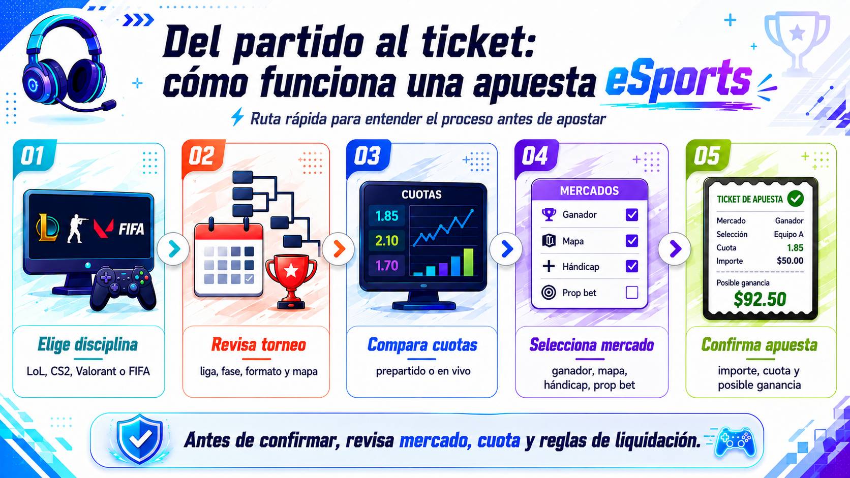 Cómo funciona una apuesta eSports paso a paso: del partido al ticket